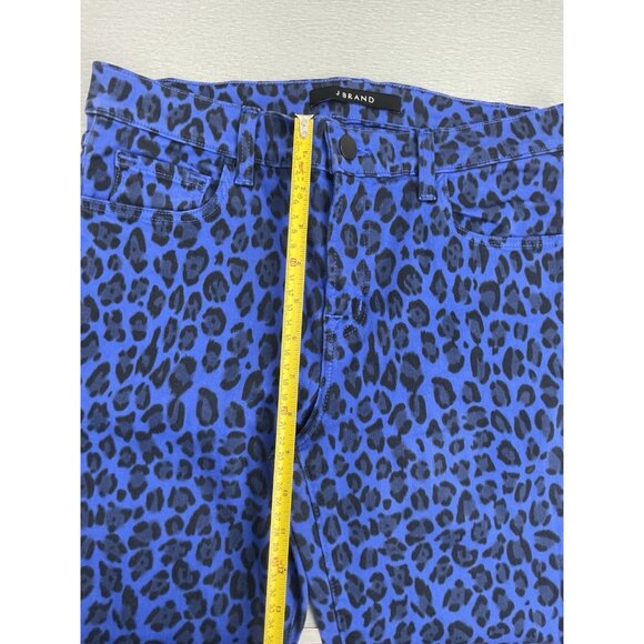 J BRAND  Blue Royal Jaguar Print Mid Rise Crop Ankle Skinny Jeans Size 28" - Picture 8 of 16